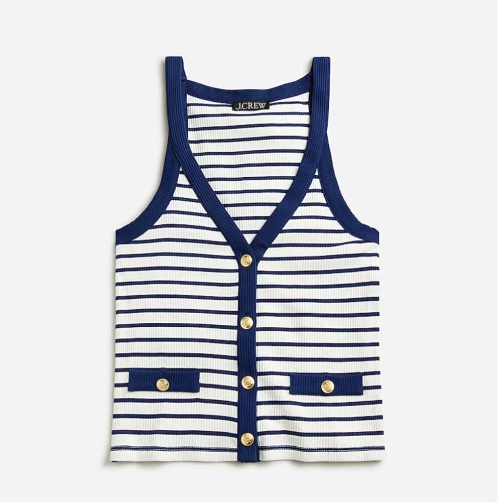 J. Crew Vintage Rib Lady Tank Top In Stripe | Size M